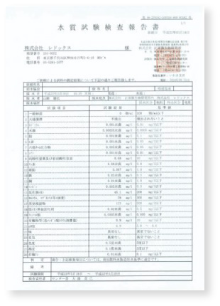 水質試験検査報告書